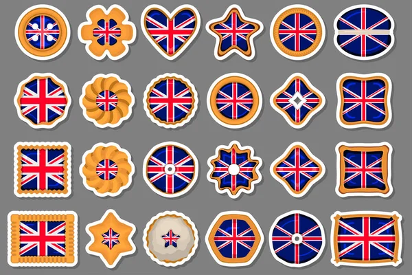 stock vector Cookie with flag country Great Britain in tasty biscuit, cookie consist of sign flag country Great Britain on natural biscuit, savory biscuit cookie with flag country Great Britain it collectible food