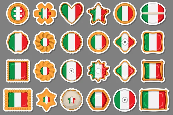 Домашнее Печенье Флагом Страны Италия Вкусном Печенье Печенье Состоят Знака — стоковый вектор