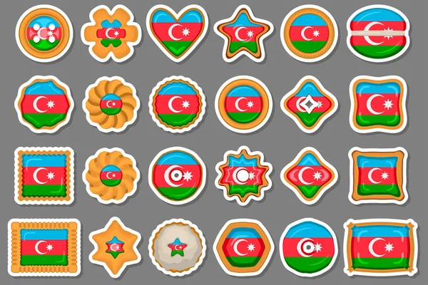 Домашнее Печенье Страной Флага Азербайджан Вкусном Печенье Печенье Состоят Знака — стоковый вектор