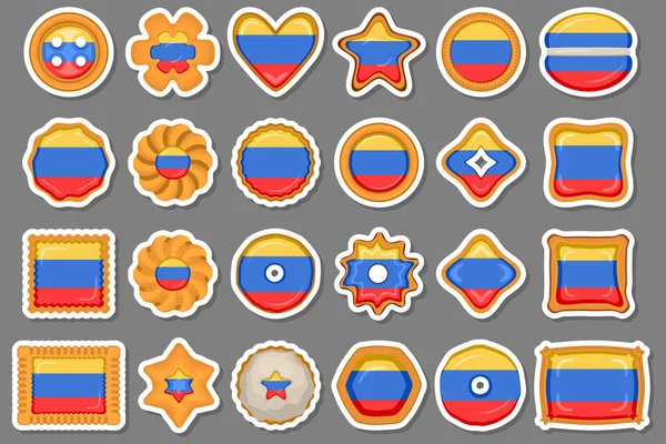 Домашнее Печенье Флагом Страны Колумбия Вкусное Печенье Печенье Состоят Флага — стоковый вектор