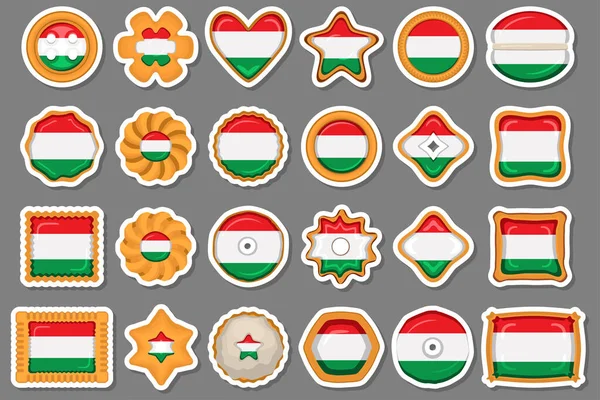 Homemade Cookie Flag Country Hungary Tasty Biscuit Cookie Consist Sign — Stock Vector