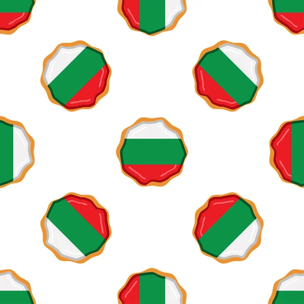 Pattern Cookie Flag Country Bulgaria Tasty Biscuit Pattern Cookie Consist — Image vectorielle
