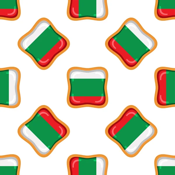 Pattern Cookie Flag Country Bulgaria Tasty Biscuit Pattern Cookie Consist — Stock Vector
