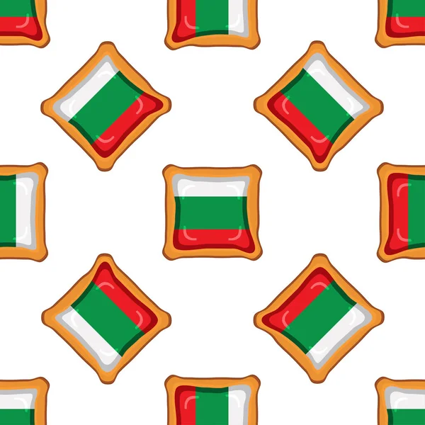 Pattern Cookie Flag Country Bulgaria Tasty Biscuit Pattern Cookie Consist — Vector de stock