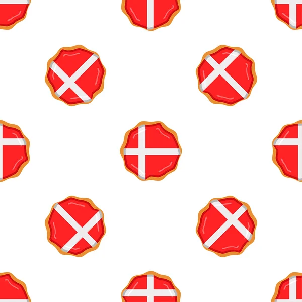 Biscoito Padrão Com País Bandeira Dinamarca Biscoito Saboroso Biscoito Padrão — Vetor de Stock
