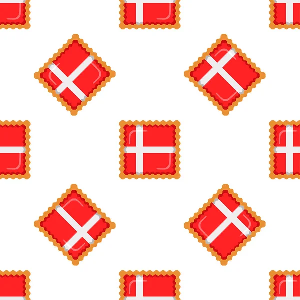 Pattern Cookie Flag Country Denmark Tasty Biscuit Pattern Cookie Consist — Vetor de Stock