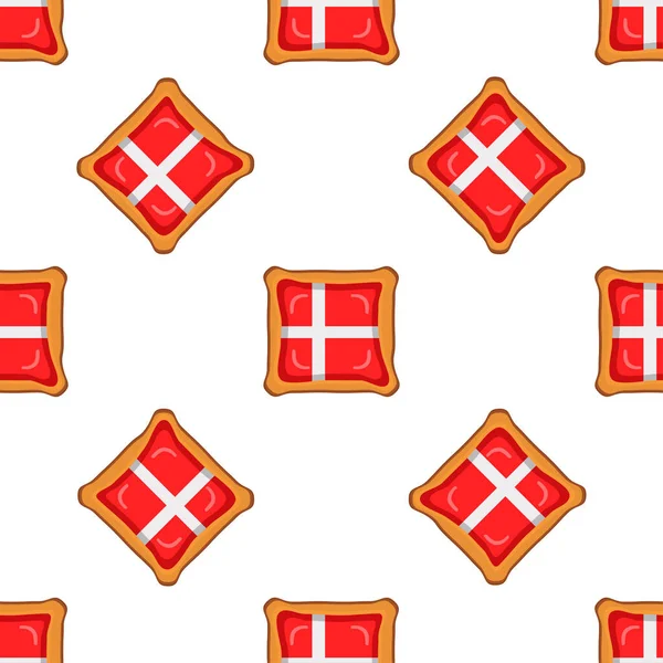 Pattern Cookie Flag Country Denmark Tasty Biscuit Pattern Cookie Consist — Wektor stockowy