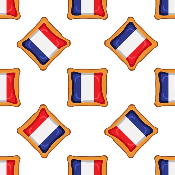 Biscoito Padrão Com País Bandeira França Biscoito Saboroso Biscoito Padrão —  Vetores de Stock