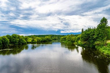 Kırsal kesimde yetişen güzel ot sazları renkli arka planda yetişiyor. Islak sularda vahşi ot bataklık kamışları, doğadan gelen uzun çimen kamışları.