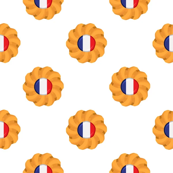 图样饼干与船旗国法国在美味饼干中的结合 图样饼干由船旗国法国在天然饼干中的结合 新鲜饼干与船旗国法国的结合 图样饼干与船旗国法国的结合 图样甜食的结合 — 图库矢量图片