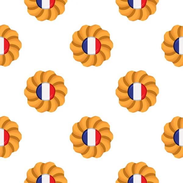 Kue Pola Dengan Negara Bendera Prancis Dalam Biskuit Lezat Kue - Stok Vektor