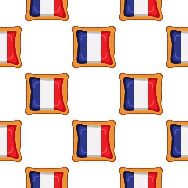 Mönsterkaka Med Flaggland Frankrike Välsmakande Kex Mönster Kaka Består Flaggland — Stock vektor