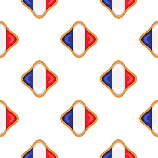 Шаблон Печенье Флагом Страны Франция Вкусное Печенье Шаблон Печенье Состоят — стоковый вектор