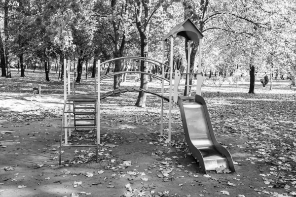 Photography Theme Empty Playground Metal Slide Kids Background Natural Nature — Stock Fotó