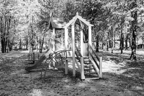 Photography Theme Empty Playground Metal Slide Kids Background Natural Nature — Stock Fotó