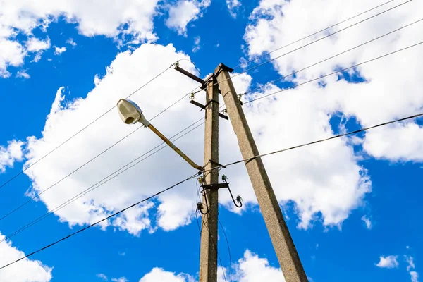 stock image Power electric pole with line wire on colored background close up, photography consisting of power electric pole with line wire under sky, line wire in power electric pole for residential buildings