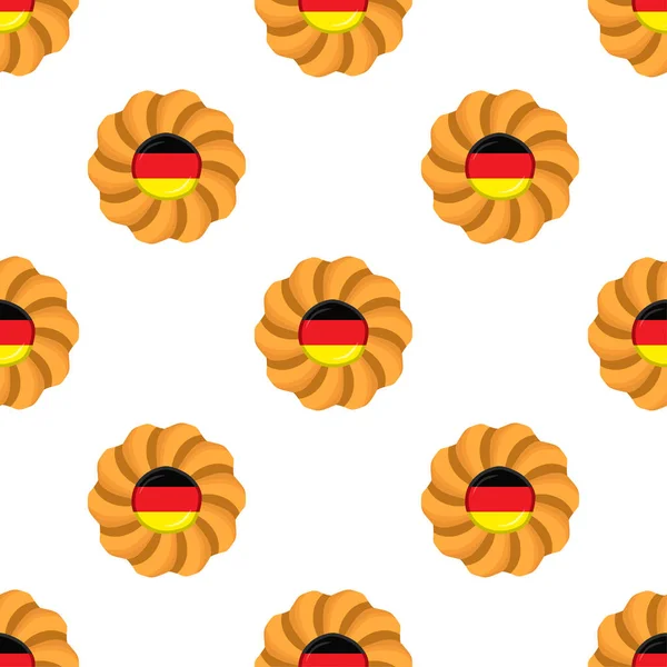 フラグ国とのパターンクッキーおいしいビスケットでドイツ パターンクッキーは 自然ビスケットにフラグ国ドイツで構成されてい フラグ国と新鮮なビスケットクッキードイツの創造的なパターン甘い食べ物 — ストックベクタ