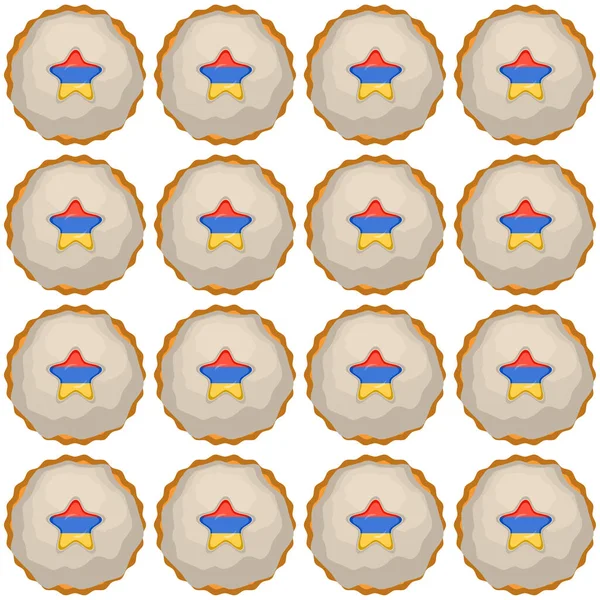 Pattern Cookie Flag Country Armenia Tasty Biscuit Pattern Cookie Consist — Stock Vector