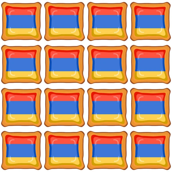 Vzor Cookie Vlajkou Země Arménie Chutné Sušenky Vzor Cookie Skládá — Stockový vektor