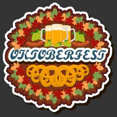 Geleneksel Oktoberfest bayramını kutlamak için güzel bir renk çizimi