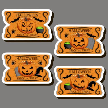 Turuncu balkabaklarıyla Cadılar Bayramı 'nı kutlamak için tema etiketi.