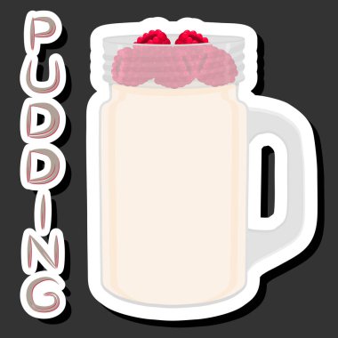 Farklı malzemelerden oluşan taze tatlı puding, farklı yenebilir yiyeceklerin pudingi, tasarım pudingi restoran, kafe ve bar için serin bir yemek.