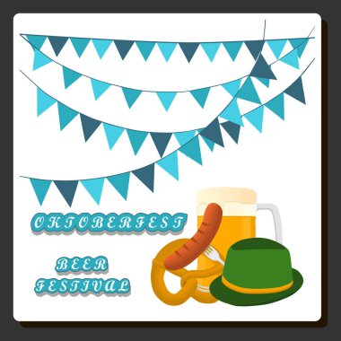 Geleneksel Oktoberfest bayramını kutlamak için güzel bir renk çizimi