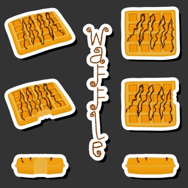 Tema üzerine resim farklı tiplerde bisküvi waffle hücre, tatlı kurabiye, lezzetli şekilli kurabiye, taze yumuşak bisküvi, sıcak bisküviden gelen waffle doğal lezzetli kurabiye