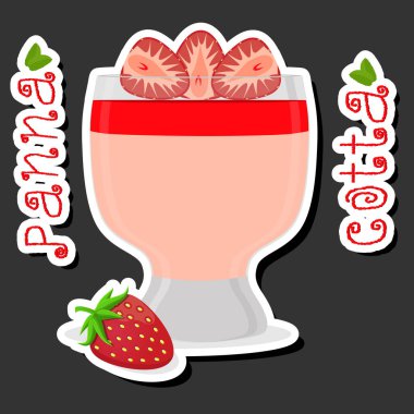 Çeşitli malzemelerden oluşan jöleli panna cotta temalı bir resim, tatlı yemek pudingi pudingi, puding içinde taze meyve jölesi Panna Cotta.