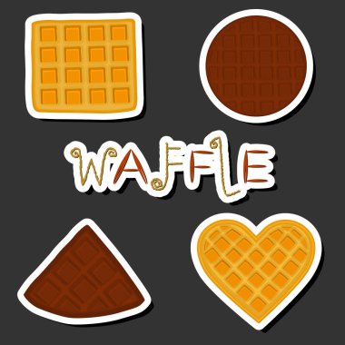Tema üzerine resim farklı tiplerde bisküvi waffle hücre, tatlı kurabiye, lezzetli şekilli kurabiye, taze yumuşak bisküvi, sıcak bisküviden gelen waffle doğal lezzetli kurabiye