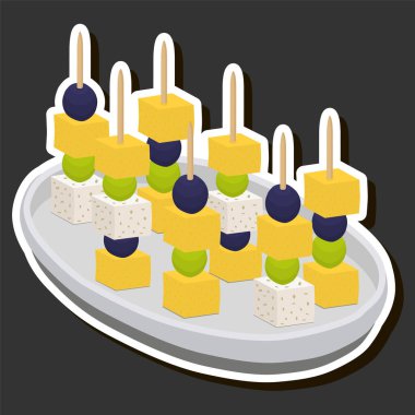 Tema üzerine resim büyük set çeşitli tipler güzel lezzetli kanepe