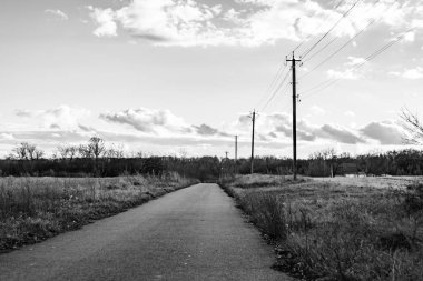 Renkli arka planda güzel boş asfalt yol, kırsal alandan geçen yeni boş asfalt yol, yeşillik kırsalında hız arabası için boş asfalt yol.