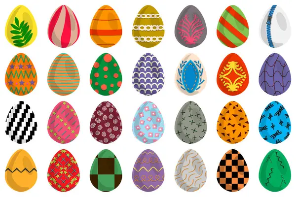 Illustration Theme Celebration Holiday Easter Hunt Colorful Bright Eggs Set — Stock Vector