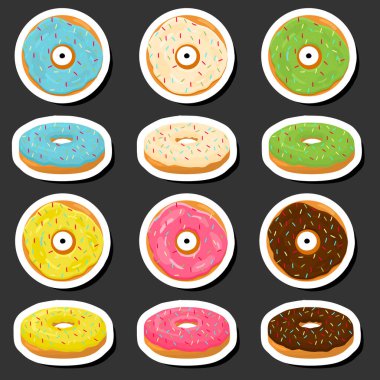 Tema üzerine resim büyük set farklı tipler yapışkan çörekler, çeşitli boyutlarda tatlı çörekler, yapış yapış çöreklerden organik çörekler toplamak, yapışkan çörekler lezzetli çöreklerdir.