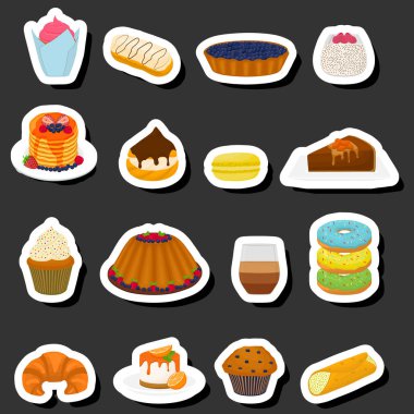 Tema üzerine illüstrasyon çeşitli malzemelerin toplanması, farklı yenilebilir gıdaların toplanması, tasarım koleksiyonu restoran, kafe ve bar için bu serin yemek