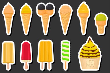 Tema üzerine resim. Dondurmalı dondurma. Külahta farklı tipler. Dondurma külahta lezzetli buzlu gözleme, dondurma külahta buzlu dondurma.