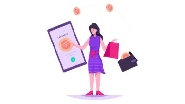 Alışverişte nakit para animasyonu