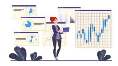 Bilgisayarlı bir bayanla birlikte analiz yaparak iş büyütme grafiği