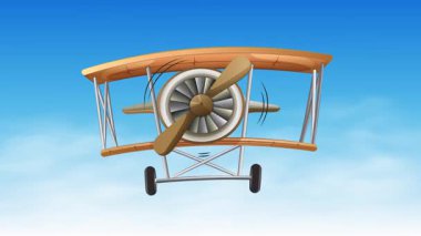 Mavi gökyüzünde uçan eski plan