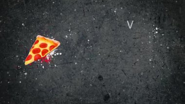 Siyah arka planda Veg Pizza animasyonu