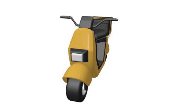 Sarı 3D scooter 'ın 360 derecelik dönüşü