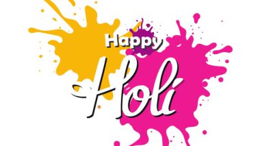 Mutlu Holi 'ler. Renkler festivali. Holi kutlamalarının hareketli grafik animasyonu.