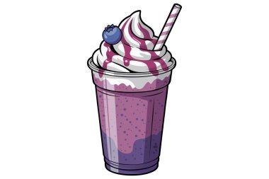 Krem şantili Mor Meyve Smoothie 'nin Vektör İllüstrasyonu