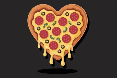Kalp şeklindeki pizzanın vektör çizimi 
