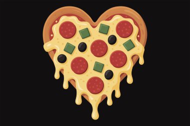 Kalp şeklinde pizzanın vektör çizimi 