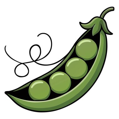 İçinde dört bezelye olan taze bir bezelye kabuğunun resmi.