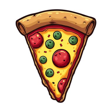 Lezzetli bir dilim pepperoni ve zeytinli pizza.