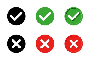 Siyah, Yeşil ve Kırmızı olarak Deneme ve Çapraz Simgeler