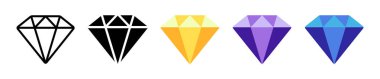 Çeşitli Renkler ve Tarzlarda Beş Elmas Simgesi.