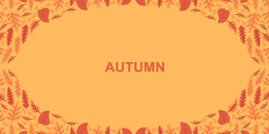 Renkli yapraklı sonbahar çerçeve arkaplanı. Vektör illüstrasyon Kartpostal Creeting kartı